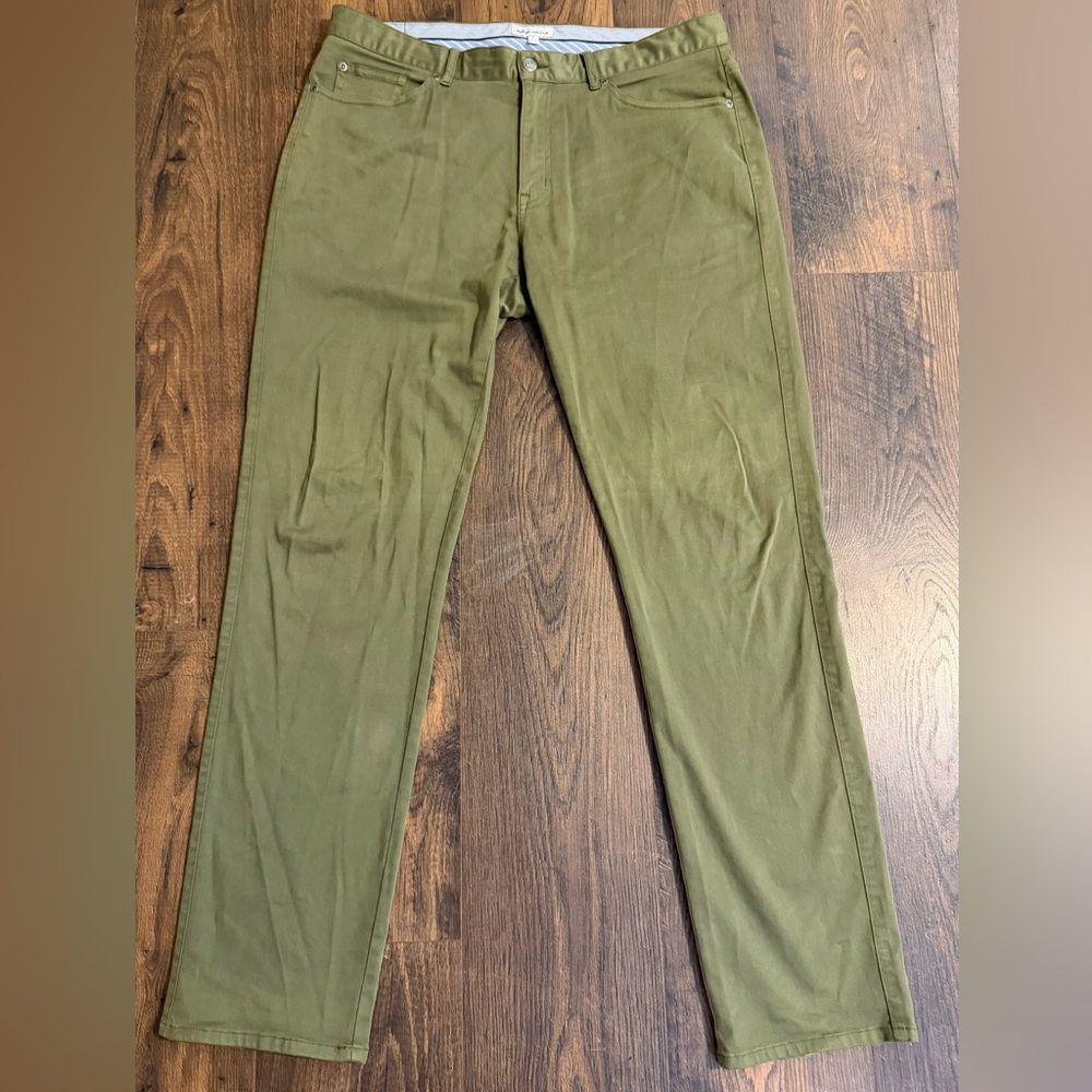 Peter Millar Pants Mens 36x33 Olive Ultimate Sateen 5 Pocket Performance Golf